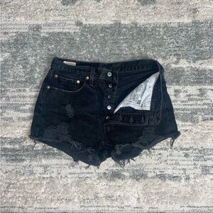 Levi’s Distressed Black Denim Shorts - Size W30